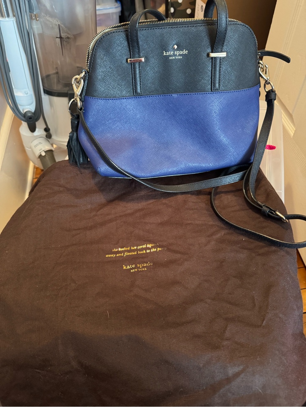 kate spade Two-Tone Dome Satchel in Black and Blue